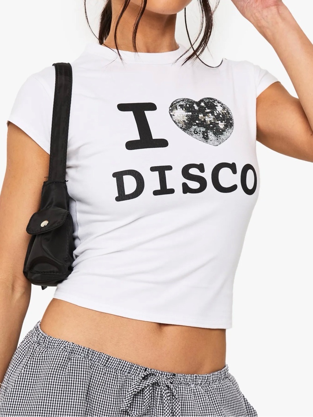 NWT Boohoo Disco Baby Cropped Graphic Tee